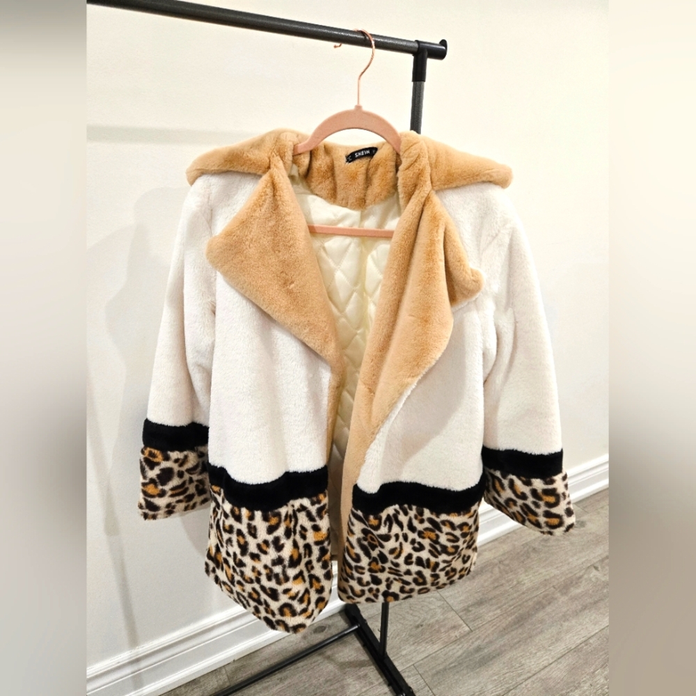 Leopard Print Faux Fur Coat
